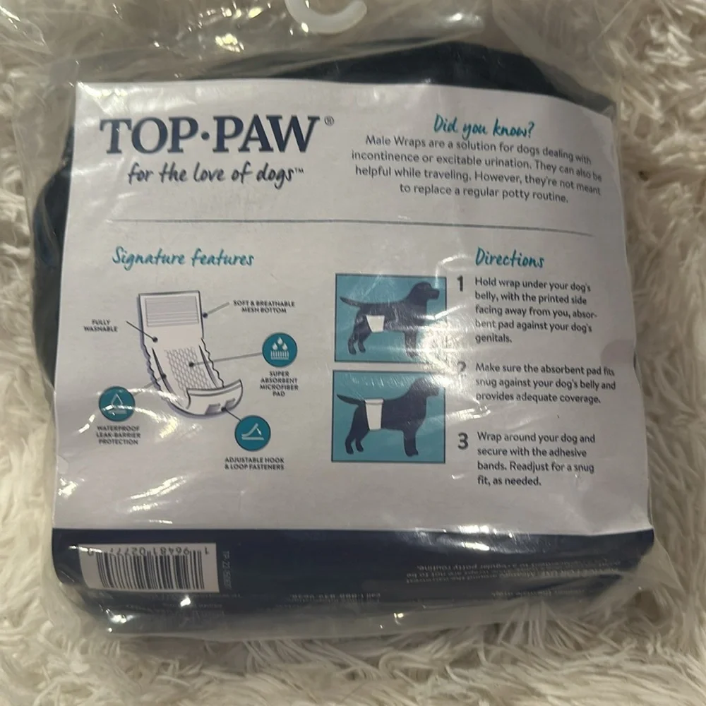 Top Paw Washable Male Wraps Large 17.3-22.8” waist